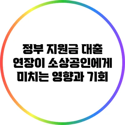 정부 지원금 대출 연장이 소상공인에게 미치는 영향과 기회