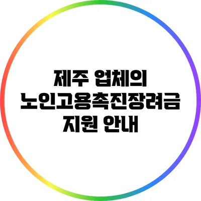 제주 업체의 노인고용촉진장려금 지원 안내