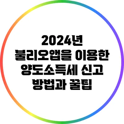 2024년 불리오앱을 이용한 양도소득세 신고 방법과 꿀팁