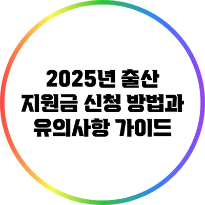 2025년 출산 지원금 신청 방법과 유의사항 가이드
