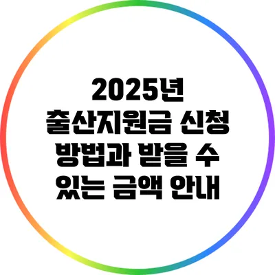 2025년 출산지원금: 신청 방법과 받을 수 있는 금액 안내