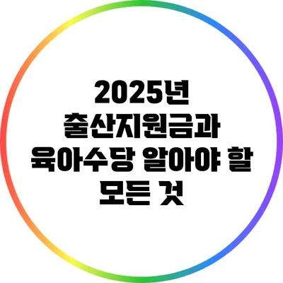 2025년 출산지원금과 육아수당: 알아야 할 모든 것