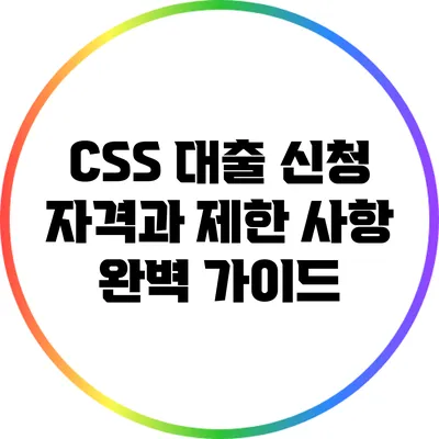 CSS 대출: 신청 자격과 제한 사항 완벽 가이드