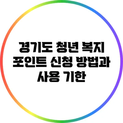 경기도 청년 복지 포인트: 신청 방법과 사용 기한