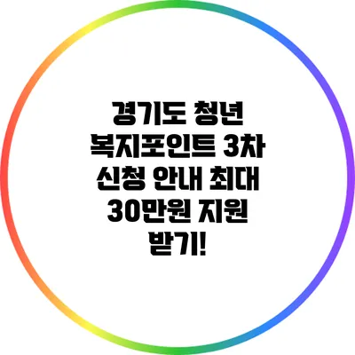 경기도 청년 복지포인트 3차 신청 안내: 최대 30만원 지원 받기!