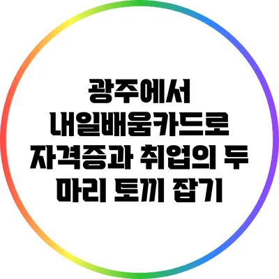광주에서 내일배움카드로 자격증과 취업의 두 마리 토끼 잡기