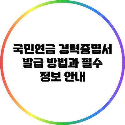 국민연금 경력증명서 발급 방법과 필수 정보 안내