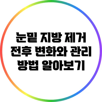 눈밑 지방 제거 전후: 변화와 관리 방법 알아보기