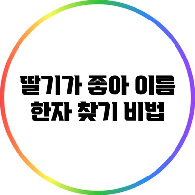 딸기가 좋아: 이름 한자 찾기 비법