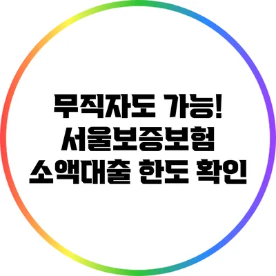 무직자도 가능! 서울보증보험 소액대출 한도 확인