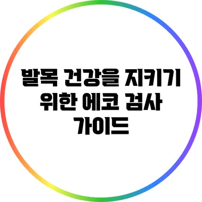 발목 건강을 지키기 위한 에코 검사 가이드
