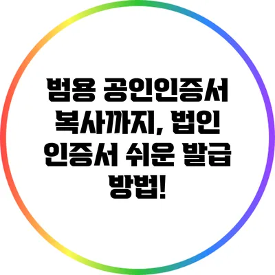 범용 공인인증서 복사까지, 법인 인증서 쉬운 발급 방법!