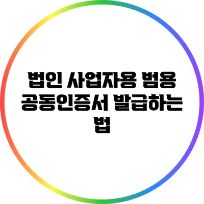 법인 사업자용 범용 공동인증서 발급하는 법
