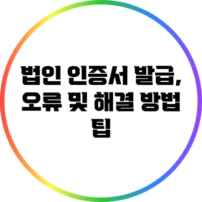 법인 인증서 발급, 오류 및 해결 방법 팁