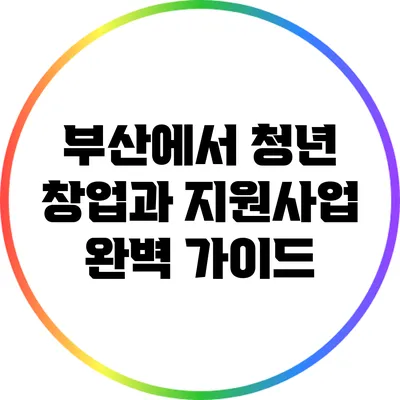 부산에서 청년 창업과 지원사업 완벽 가이드