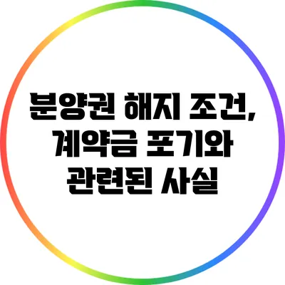 분양권 해지 조건, 계약금 포기와 관련된 사실