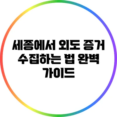 세종에서 외도 증거 수집하는 법 완벽 가이드