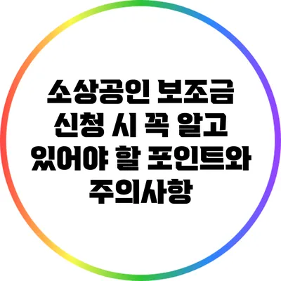 소상공인 보조금 신청 시 꼭 알고 있어야 할 포인트와 주의사항