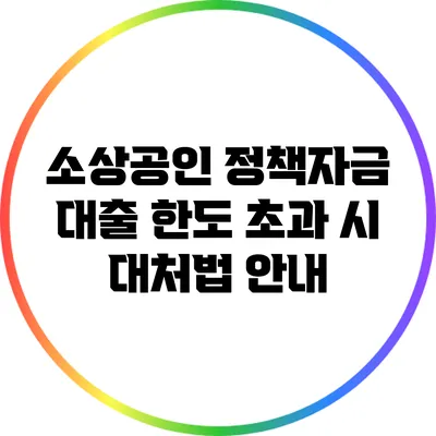 소상공인 정책자금 대출 한도 초과 시 대처법 안내