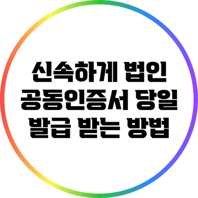 신속하게 법인 공동인증서 당일 발급 받는 방법