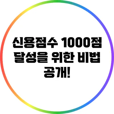신용점수 1000점 달성을 위한 비법 공개!