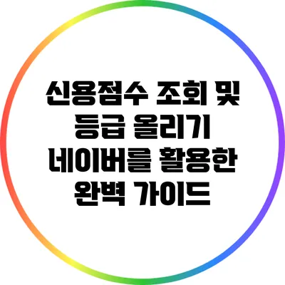 신용점수 조회 및 등급 올리기: 네이버를 활용한 완벽 가이드