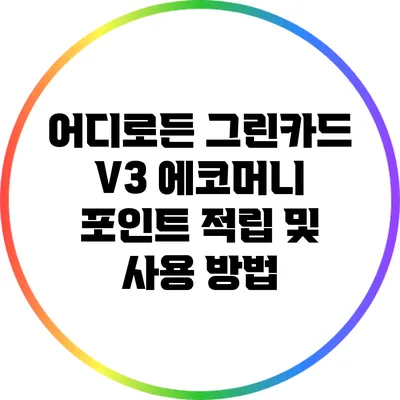 어디로든 그린카드 V3 에코머니 포인트 적립 및 사용 방법