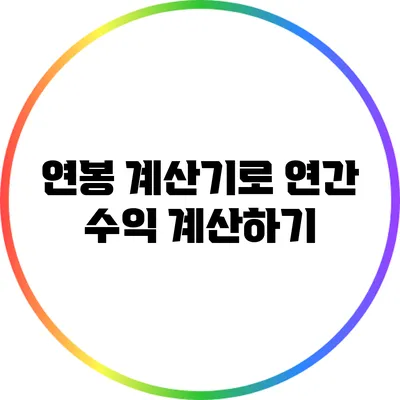 연봉 계산기로 연간 수익 계산하기
