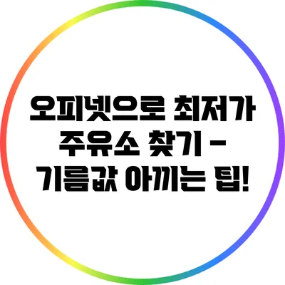오피넷으로 최저가 주유소 찾기 – 기름값 아끼는 팁!
