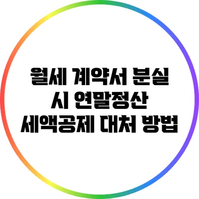 월세 계약서 분실 시 연말정산 세액공제 대처 방법