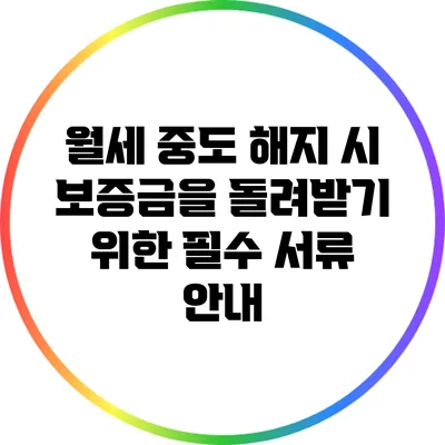 월세 중도 해지 시 보증금을 돌려받기 위한 필수 서류 안내