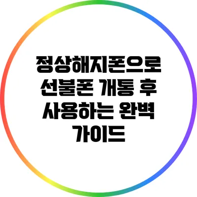 정상해지폰으로 선불폰 개통 후 사용하는 완벽 가이드