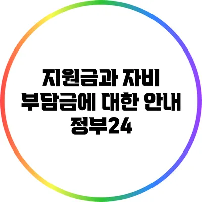 지원금과 자비 부담금에 대한 안내: 정부24