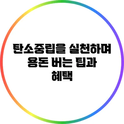 탄소중립을 실천하며 용돈 버는 팁과 혜택