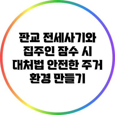 판교 전세사기와 집주인 잠수 시 대처법: 안전한 주거 환경 만들기