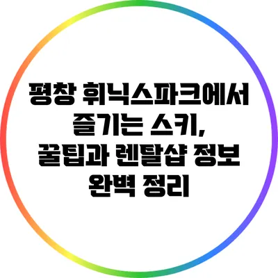 평창 휘닉스파크에서 즐기는 스키, 꿀팁과 렌탈샵 정보 완벽 정리