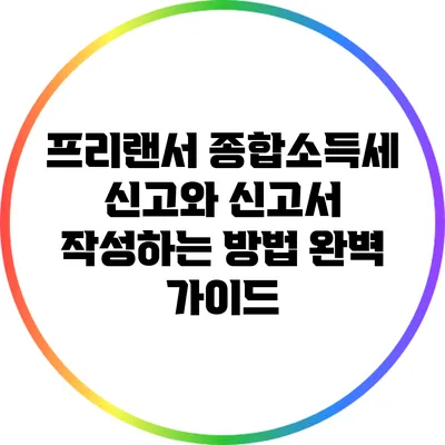 프리랜서 종합소득세 신고와 신고서 작성하는 방법 완벽 가이드