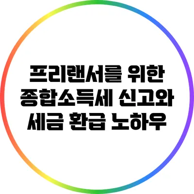 프리랜서를 위한 종합소득세 신고와 세금 환급 노하우