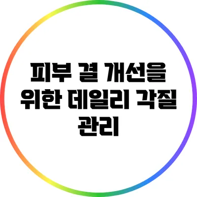 피부 결 개선을 위한 데일리 각질 관리