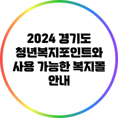2024 경기도 청년복지포인트와 사용 가능한 복지몰 안내