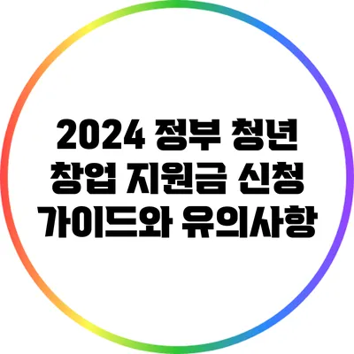 2024 정부 청년 창업 지원금 신청 가이드와 유의사항