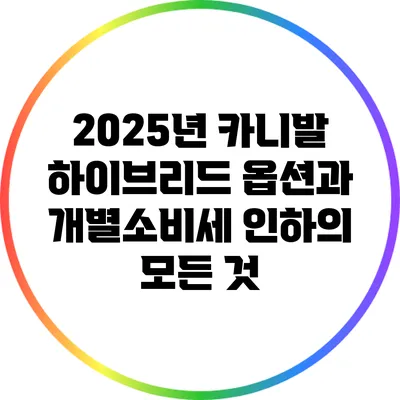 2025년 카니발 하이브리드 옵션과 개별소비세 인하의 모든 것