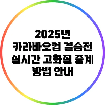 2025년 카라바오컵 결승전 실시간 고화질 중계 방법 안내