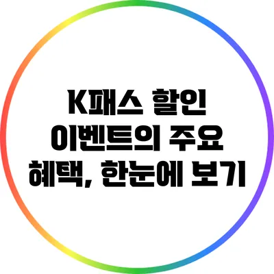 K패스 할인 이벤트의 주요 혜택, 한눈에 보기