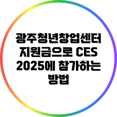 광주청년창업센터 지원금으로 CES 2025에 참가하는 방법