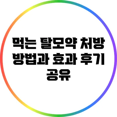 먹는 탈모약 처방 방법과 효과 후기 공유