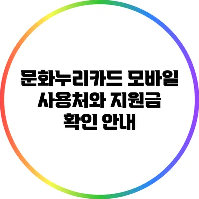 문화누리카드 모바일 사용처와 지원금 확인 안내