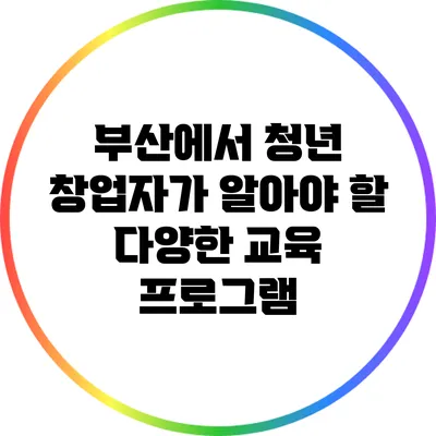 부산에서 청년 창업자가 알아야 할 다양한 교육 프로그램
