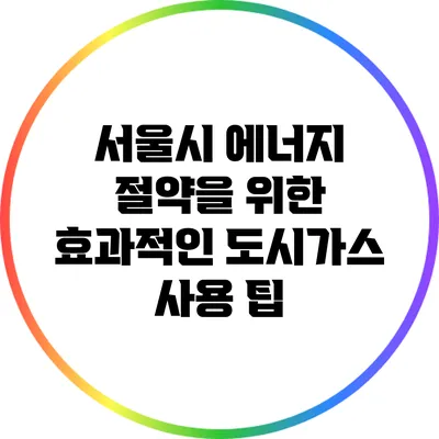 서울시 에너지 절약을 위한 효과적인 도시가스 사용 팁