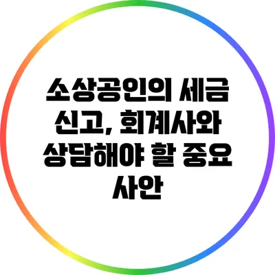 소상공인의 세금 신고, 회계사와 상담해야 할 중요 사안